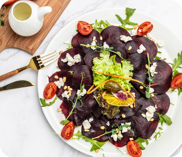 Rode bietencarpaccio met geitenkaas