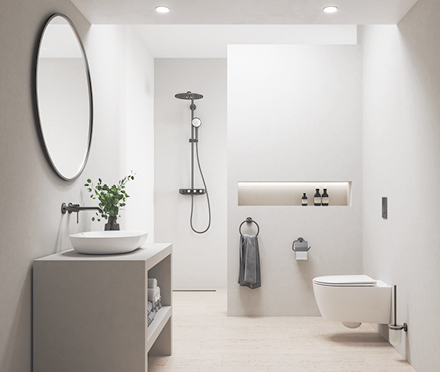 Een kraan uit de GROHE Essence-serie brengt een optimaal comfort en flexibiliteit in elke badkamer. 