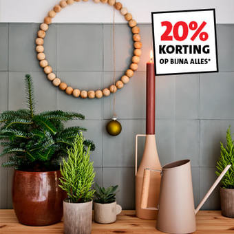 20% korting op alles woondecoratie en meubilair