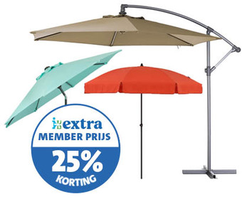 25% korting op alle Intratuin parasols