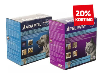 Feliway en Adaptil stressvermindering. Alle verdampers, navullingen en tabletten. Vanaf 15.49 Nú 20% korting