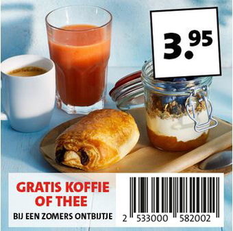 Gratis koffie of thee bij een zomers ontbijtje van 3.95