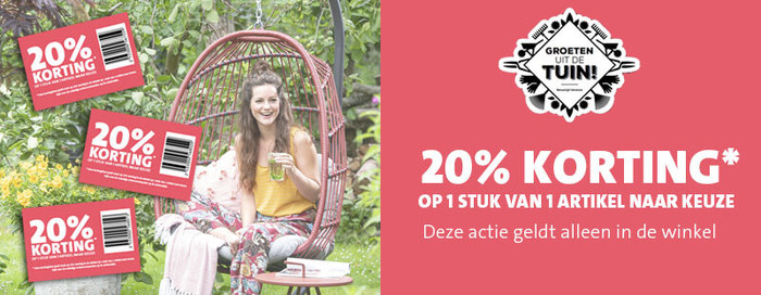 20% korting op 1 artikel naar keuze