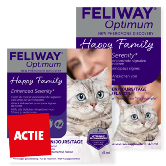 Feliway Optimum bevat het beste van kattenferomonen om alle tekenen van stress aan te pakken en katten beter dan ooit te kalmeren! Nu extra voordelig