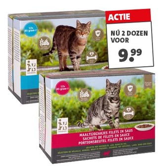 Nieuw: premium natvoeding voor de kat. Per doos 6.29 Nú 2 dozen voor 9.99