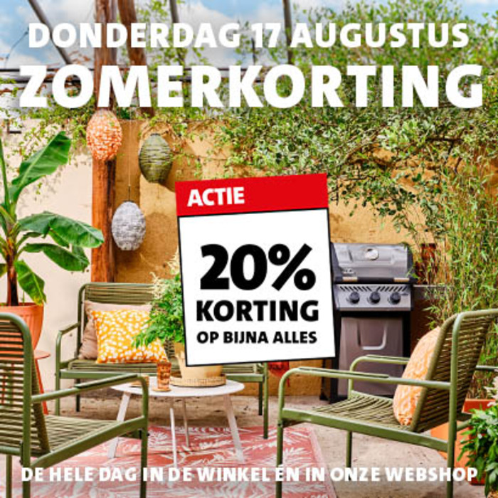 Donderdag 17 augstus: 20% zomerkorting op bijna alles!