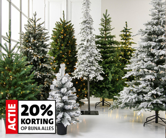 20% korting op alle kunstkerstbomen