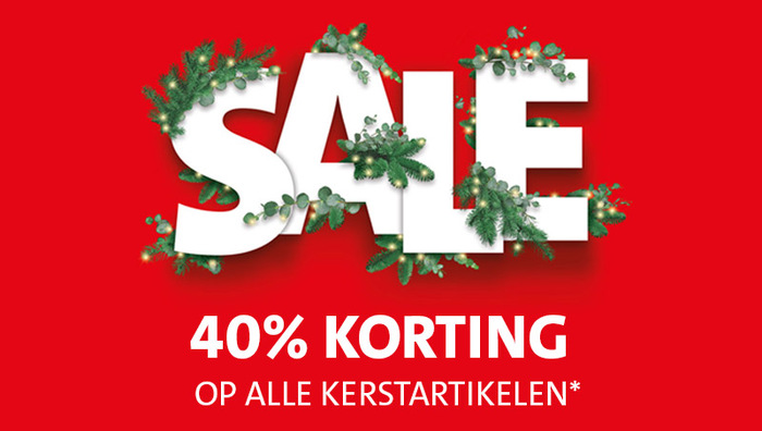 SALE: 40% korting op alle kerstartikelen