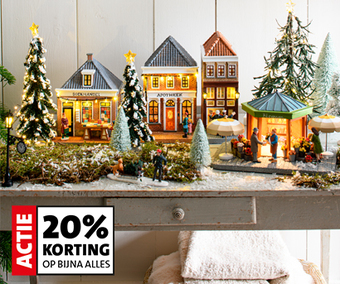 20% korting op alle kerstdorpen en miniaturen