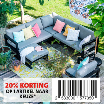 2x 20% korting op 1 aritkel naar keuze