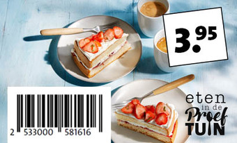 Gratis koffie of thee bij een aardbeientaartje van 3.95