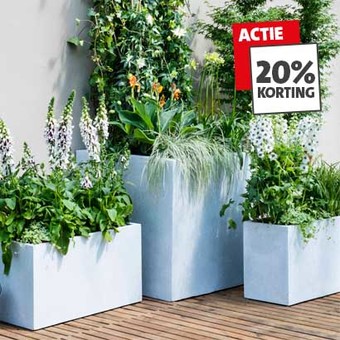 Bloempotten- en plantenbakken: 20% korting