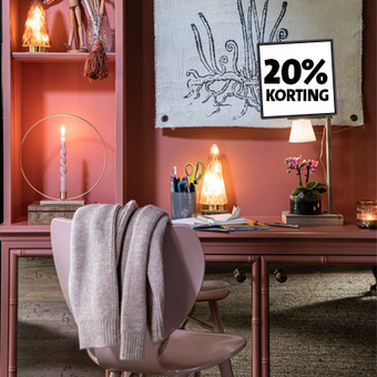 20% korting op alles woondecoratie en meubilair