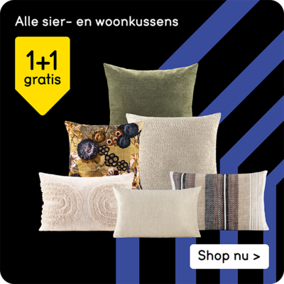 Alle sier- en woonkussens 1+1 gratis