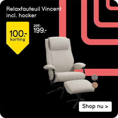 Relaxfauteuil Vincent met hocker 100,- korting