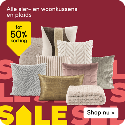 Alle sier- en woonkussens tot 50% korting