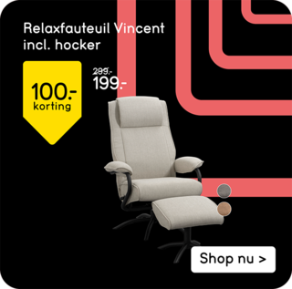 Relaxfauteuil Vincent met hocker 100,- korting