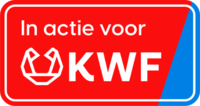 Logo van KWF Kankerbestrijding met de tekst 'In actie voor KWF' 